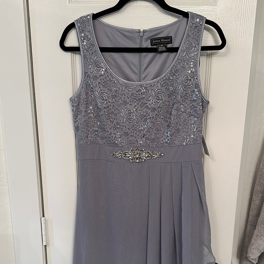 Jessica Howard Gray Sleeveless Dress with Sequins